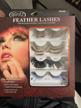Glintz Feather Lashes - Multicolor Feather False Eyelashes (4 Pairs)